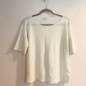 Bamford Linen Blend White Cream Top Sz M